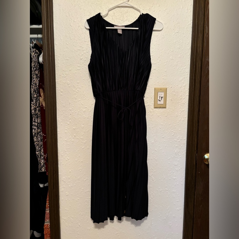 Navy blue pleated dress